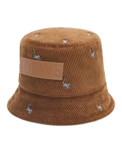 Хлопковая вельветовая кожаная шляпа-ведро унисекс коричневого цвета, Brown Loewe