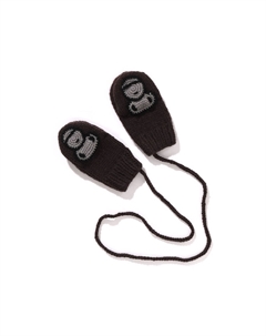 Детские вязаные перчатки из шерсти, Black BKX A bathing ape®