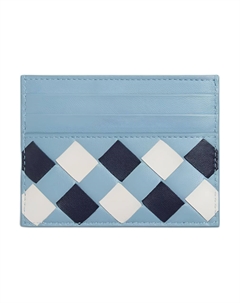 Кожаный картхолдер Intrecciato унисекс ледяной синий Bottega veneta