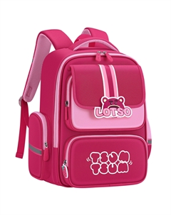 Студенческий рюкзак из водонепроницаемой ткани серии Клубника Детский розово-красный, Lotso-Rose Red Disney