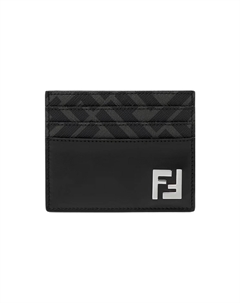 Мужской черный картхолдер из телячьей кожи с хлопком Fendi