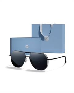 Авиаторские солнцезащитные очки из сплава Unisex, Black Frame with Gray Lens[Blue Rhythm Minimalist Luxury Box] Hla