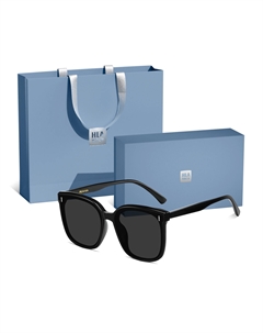 Пластиковые квадратные солнцезащитные очки TR/Memory унисекс, Black Frame with Gray Lens (HD Polarized)[Blue Rhythm Minimalist Luxury Box] Hla