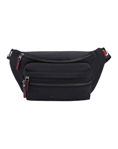 Мужская поясная сумка с плиссированным эффектом черная Hugo boss