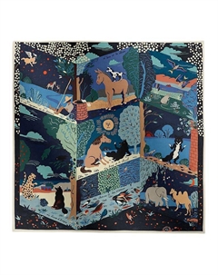 HERMES Женская тёмно-синяя шаль из кашемира и шелка тутового шелкопряда, Dark Blue Hermès