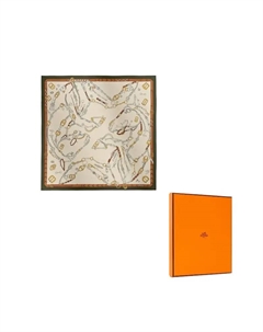 HERMES Шелковый шарф оливкового цвета, Olive Green Hermès