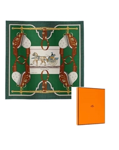 HERMES Шёлковый шарф Mulberry зелёный, Green Hermès