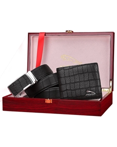 Кожаный ремень из оленьей кожи и кожаный бумажник, Deerskin belt + deerskin wallet set Jaguar