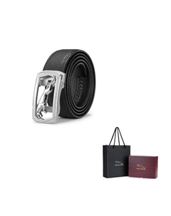 Кожаный ремень из замши мужской черный 3,40 см, Black Jaguar