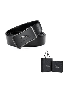 Мужской кожаный ремень из коровьей кожи черный шириной 3,5 см, Black Jaguar