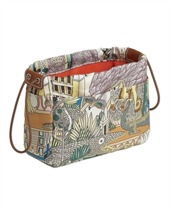 HERMES Шёлковый клатч с телячьей кожей Barenia женский в светло-фиолетовом, светло-зелёном и светло-рыжем цветах Hermès