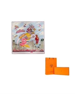 HERMES Шёлковый шарф женский розовый, Pink Hermès