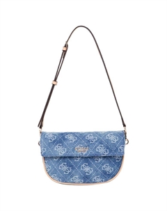 Женская сумка через плечо из ткани и искусственной кожи среднего размера джинсового синего цвета, Denim Blue Guess