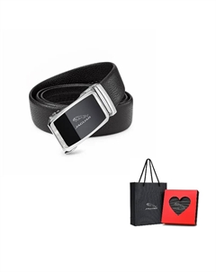 Мужской кожаный ремень из коровьей кожи черный шириной 3,5 см, Black Jaguar