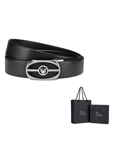 Мужской ремень из натуральной кожи черный шириной 3.4 см, Black Jaguar