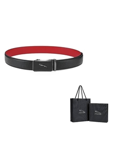 Роскошный кожаный ремень с автоматической пряжкой для мужчин, Black-Black Outer Red Base Jaguar