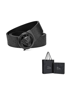 Мужской ремень из натуральной кожи черный шириной 3.5 см, Black Jaguar