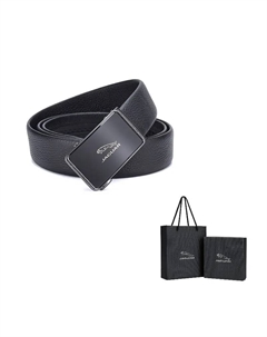 Ремень из натуральной кожи для мужчин черный 3.5 см, Black Jaguar