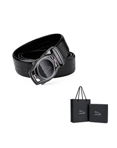 Мужской кожаный ремень из натуральной воловьей кожи черный шириной 3,55 см, Black Jaguar