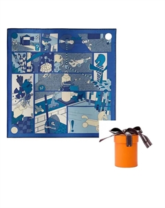 HERMES Шёлковый шарф женский голубой, Blue Hermès