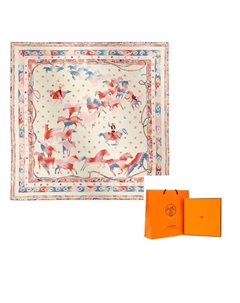 HERMES Шёлковый шарф женский розовый, Pink Hermès