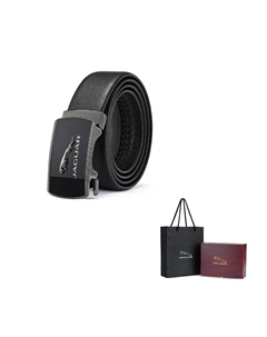 Мужской ремень из натуральной кожи черный шириной 3.5 см, Black Jaguar