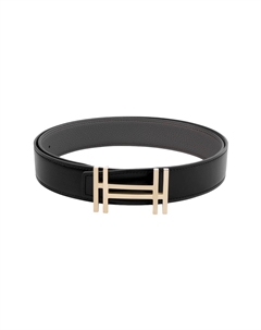 HERMES Мужской ремень из телячьей кожи Того двусторонний черный серый оловянный шириной 3,2 см, Black/Tin Gray Hermès