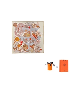 HERMES Шёлковый шарф женский кремовый, Cream Hermès