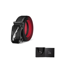 Мужской кожаный ремень из коровьей кожи черный шириной 3.5 см, Black Jaguar