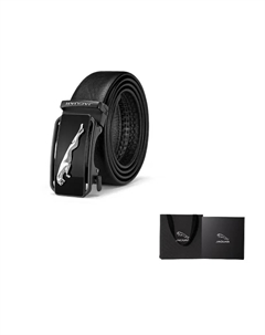 Мужской ремень из натуральной кожи черный шириной 3.5 см, Black Jaguar