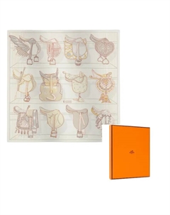 HERMES Шелковый шёлковый платок женский белый, White Hermès