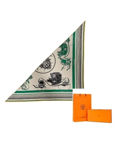 HERMES Шёлковый кашемировый шарф женский зелёный, Green Hermès