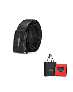 Модный мужской кожаный ремень с автоматической пряжкой черный шириной 3.4 см, Black Jaguar