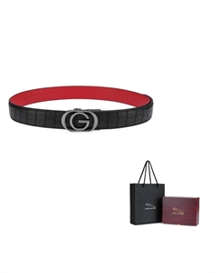 Стильный мужской ремень из оленьей кожи с автоматической пряжкой черный шириной 3,5 см, Black Jaguar