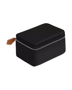 HERMES Дорожная сумка для хранения из шелка и кожи телёнка барения миниатюрная мужская чёрная и светло-коричневая Travelsilk Hermès