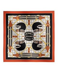 HERMES Шёлковый шарф женский оранжевый, Orange Hermès