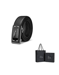 Мужской ремень из натуральной кожи черный шириной 3.5 см, Black Jaguar