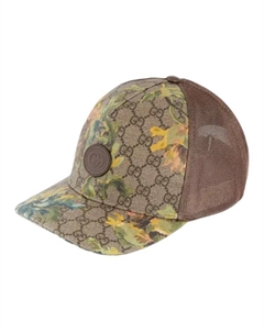 Хлопковая льняная кожаная бейсболка унисекс коричневая, Brown Gucci