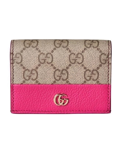 Двойной холщовый картхолдер Supreme женский розовый и тёмно-коричневый Gucci