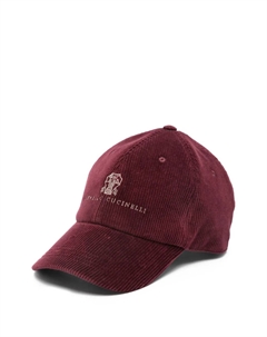 Кепка из вельвета с вышитым логотипом, красный Brunello cucinelli