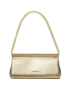 Женская сумка через плечо из спилка кожи среднего размера золотистого цвета Michael kors