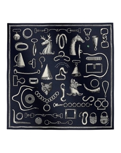 HERMES Кашемировая шаль унисекс черная, Black Hermès