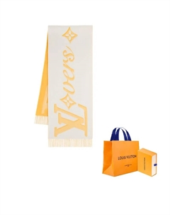 Белый шерстяной вязаный шарф для мужчин, White Louis vuitton