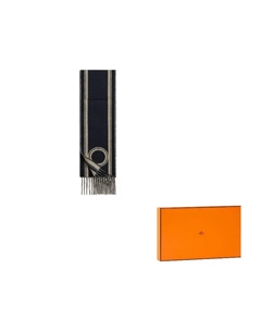 HERMES Кашемировый шарф унисекс морской синий в сочетании с бежевым, Marine Blue/Beige Hermès