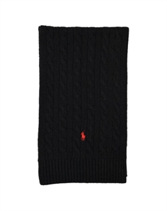 Вязаный шарф кабельной вязкой, Black Polo ralph lauren