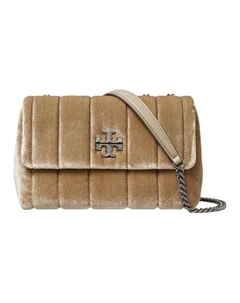 Кожаная портфельная сумка через плечо женская светло-бежевая Tory burch