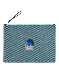 Hermes Les Cabanes Сумки для хранения из шерсти Клатчи Детские Синий Hermès