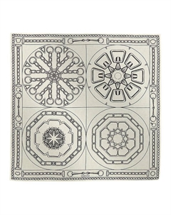 Шелковая шаль из тутового шелка и кашемира для женщин бело-черная HERMES Hermès