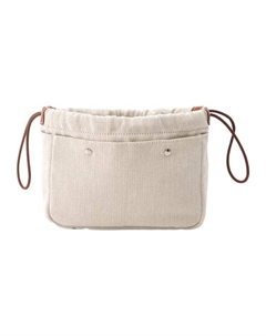 Сумка-вставка для садовой вечеринки из холста с телячьей кожей Клатч женский бежесный HERMES Hermès