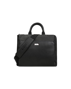 Сумка-портфель мужская черная из холста с кожаными деталями Bally